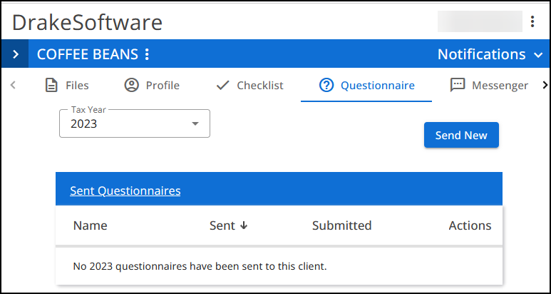 Image showing how to send a questionnaire.